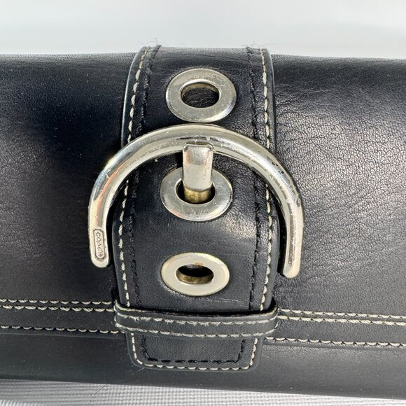 Coach Soho Buckle Black Leather Trifold Wallet - Picture 9 of 15